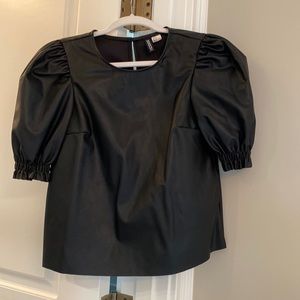 Leather look top